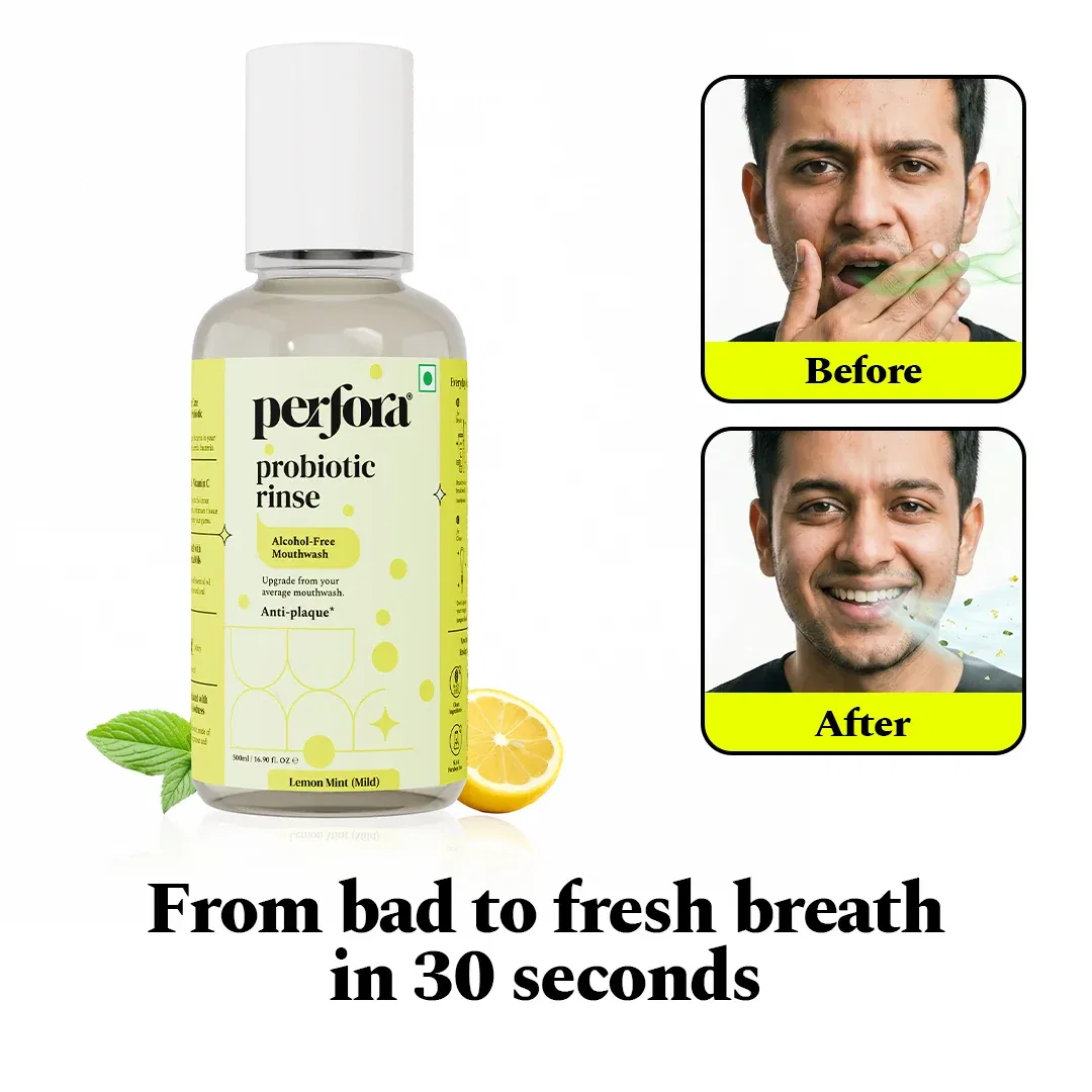 Perfora Lemon Mint Probiotic Anti-Plaque Mouthwash, 500 ml Perfora sale