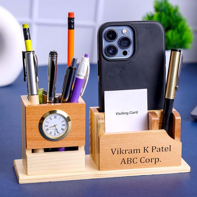Personalised Rotating Wooden Pen Holder for Dad FNP