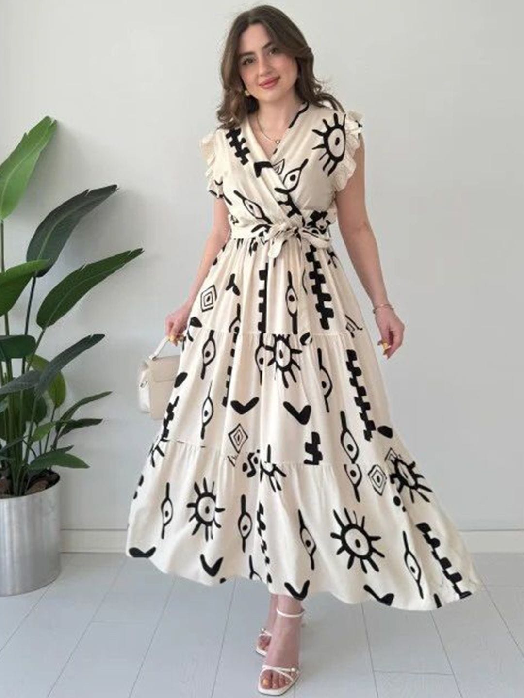 PIMU Print Flutter Sleeve Maxi Dress Myntra sale