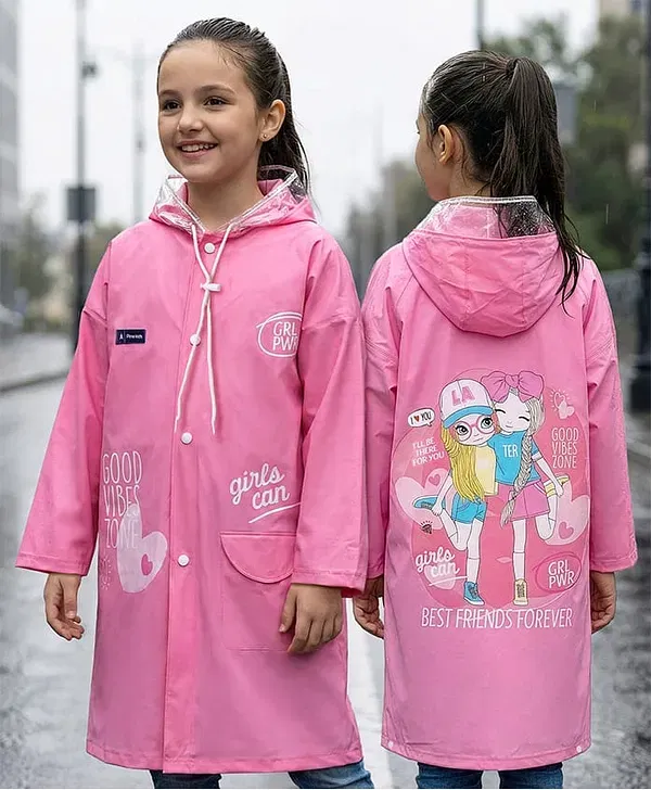 Pine Kids Hooded Raincoat Dark Pink