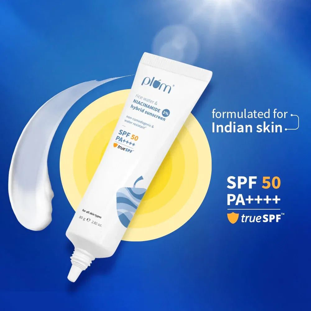 Plum 2% Niacinamide & Rice Water SPF 50 PA++++ Hybrid Sunscreen Plum sale