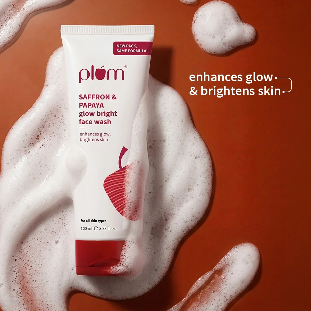 Saffron & Papaya Glow Bright Face Wash Plum Goodness sale