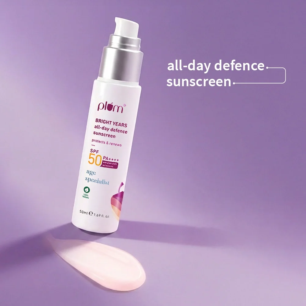 Bright Years All-Day Defence SPF 50 PA++++ Sunscreen Plum Goodness sale