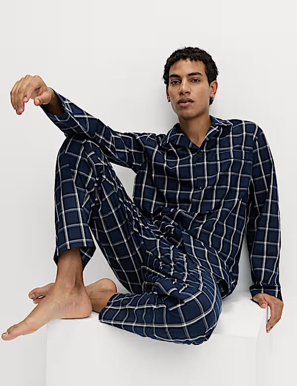 M&S Pure Cotton Checked Pyjama Set