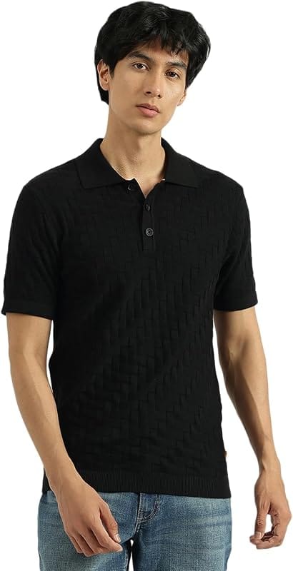 M&S Pure Cotton Geometric Pattern Knitted Polo