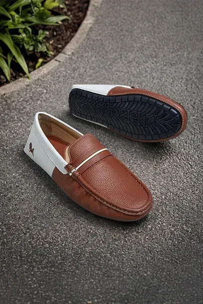 Neeman's Smart-Casual Shoe (Tan & White)