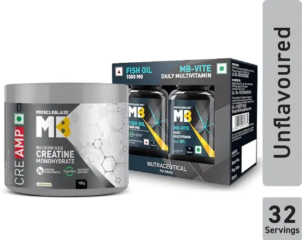 MuscleBlaze CreAMP Creatine + MB-Vite Multivitamin Combo