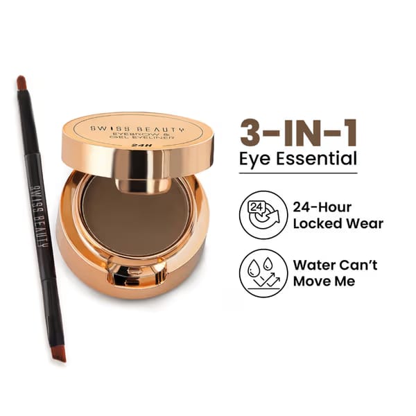 Swiss Beauty 3 In 1 Eyeliner Eyebrow Filler and Kajal 24 Hr Waterproof