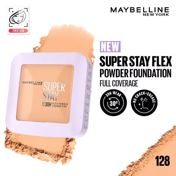 Maybelline New York Super Stay Flex Powder Foundation Compact 30H Waterproof