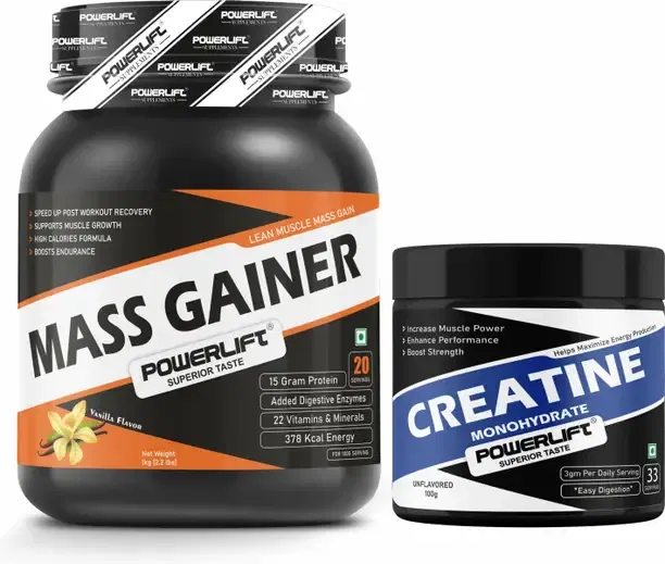 POWERLIFT Mass Gainer 1kg with Creatine Unflavoured
