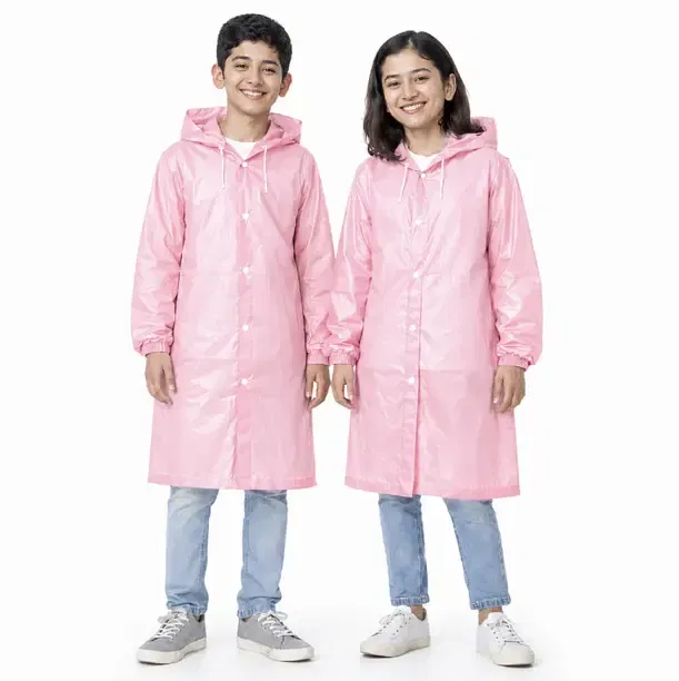 Robustt Kids Solid Boys and Girls Raincoat Pink