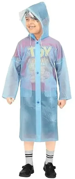 Vastralaya PVC Full Sleeve Kids Raincoat Blue