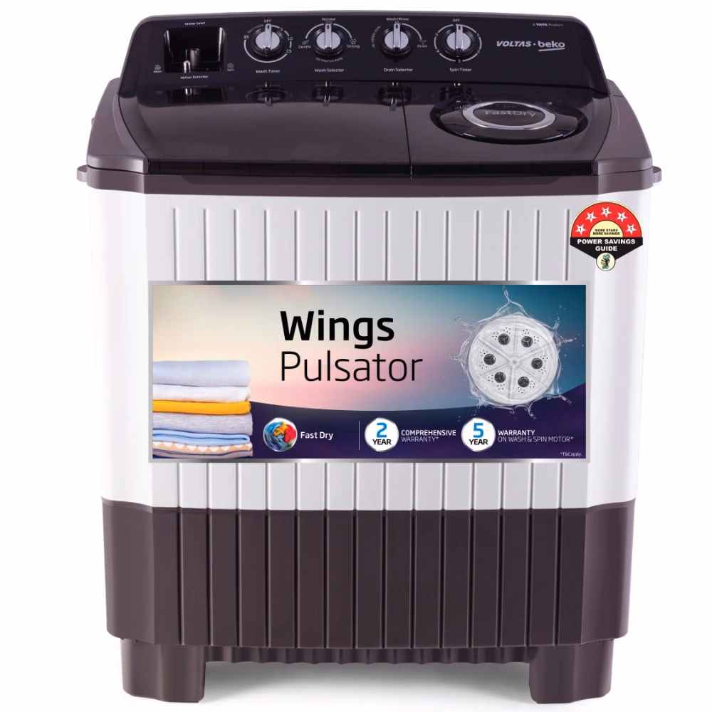 Voltas Beko 7.5 kg Semi Automatic, Double Water Fall, 4 Wash Program, Special Pulsator, Fast Reliance Digital sale