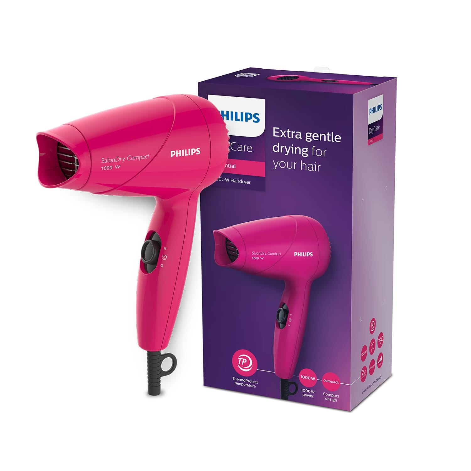 Philips 1000 Watts, Hair Dryer, 2 Heat Settings, Easy Handling HP8143/00, Pink Reliance Digital sale