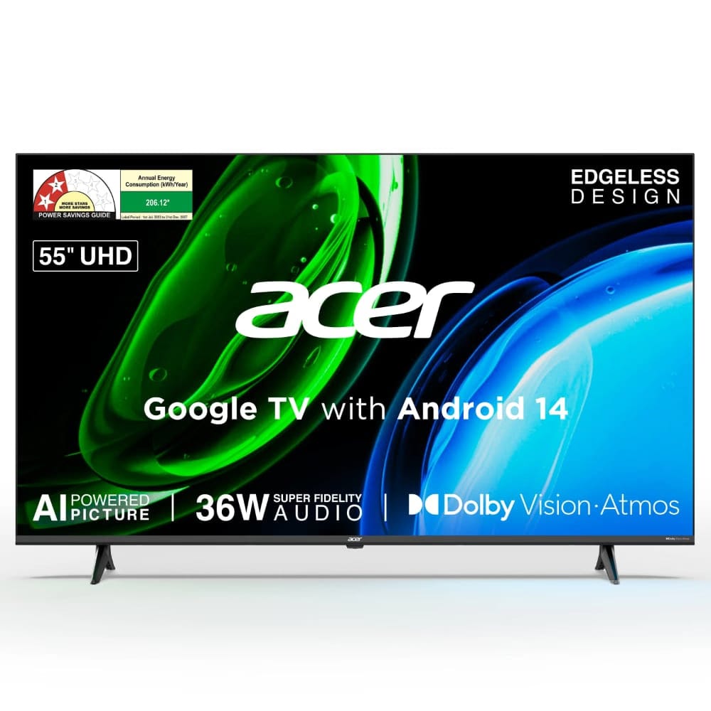Acer 138.7 cm (55 inch) Ultra I Series 4K UHD Smart LED Google TV with Android 14 (Black), AR55UDGGU2875BD Reliance Digital sale