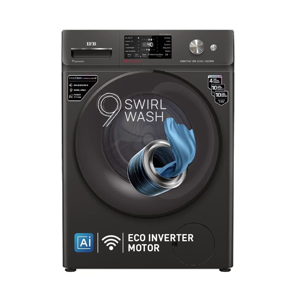 IFB 9 kg Front Load, AI Powered, Wifi Enabled, Eco inverter motor, Power Steam, 9 Swirl Wash (EXECUT Reliance Digital sale
