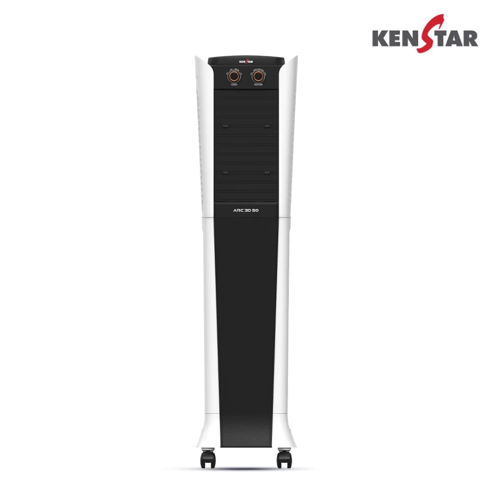 Kenstar Arc 3D 50L Tower Air Cooler, White and Black Reliance Digital sale