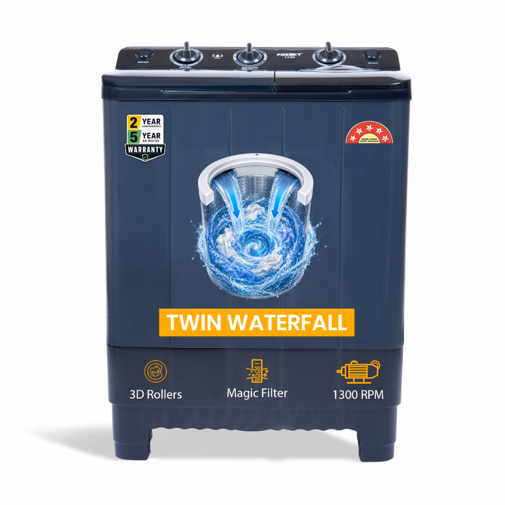 Foxsky 7.5 kg Semi-Automatic Top Load Washing Machine with 3D Scrub Technology, Aqua Wash, Grey Reliance Digital sale