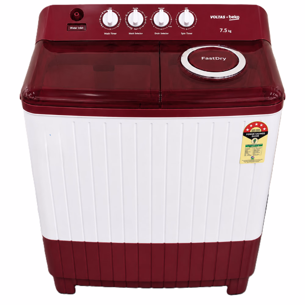 Voltas Beko 7.5 Kg Top Load Semi-Automatic Washing Machine, OK4R0R0W03E, Burgundy Reliance Digital sale
