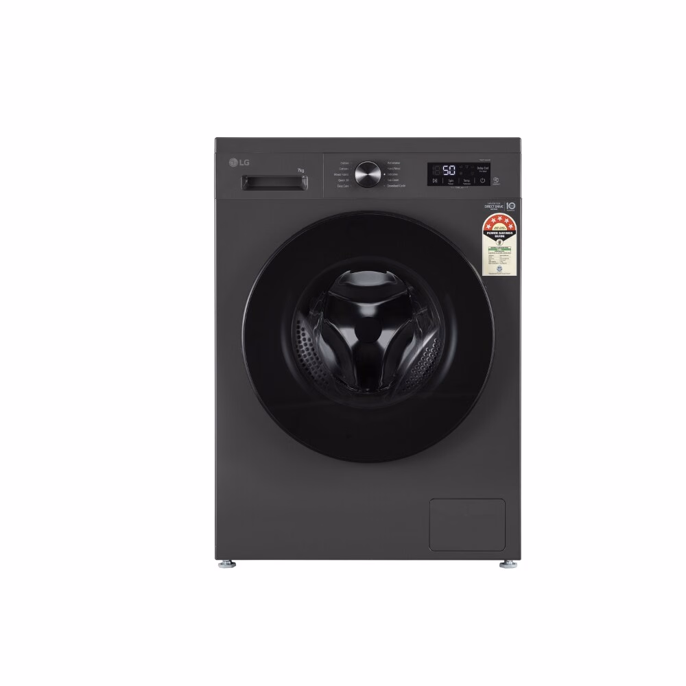 LG 7 kg Front Load, Direct Drive Motor, 6 Motion DD, Steam, Touch Control, Middle Black, 5 star Reliance Digital sale