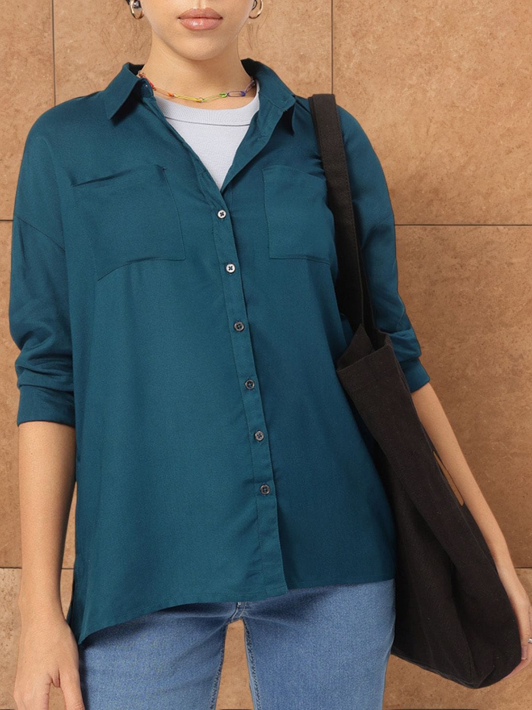 The Roadster X fwd Lifestyle Co. Urban Ease Drop-Shoulder Relaxed Fit Shirt Myntra sale