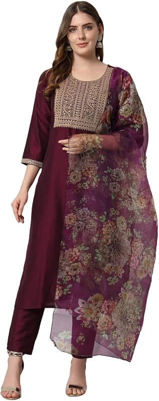 Sarangi Purple Silk Blend Kurta Set