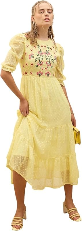 Sassafras Women Smocked Tiered Midi Dress
