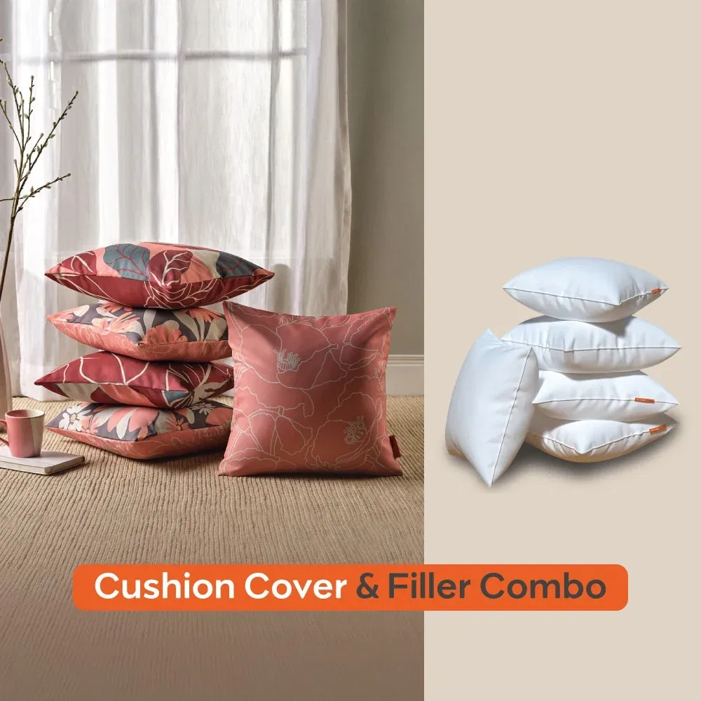 Sleepyhead Spring Cushion Covers with Fillers, Maroon and White Sleepyhead sale