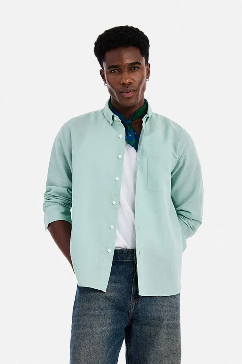 Aqua Cotton Linen Shirt Snitch sale