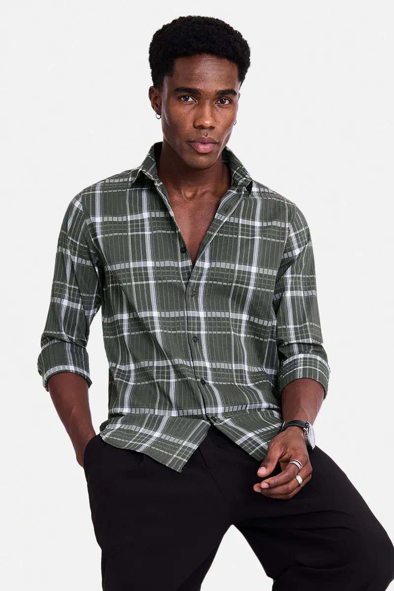 Slim Fit Stretch Checks Shirt Snitch sale