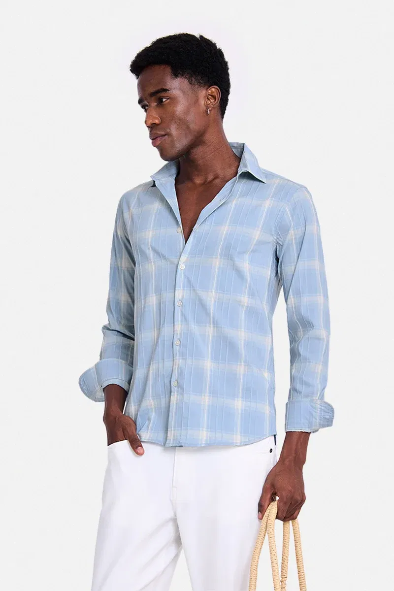 Slim Fit Stretch Checks Shirt Snitch sale