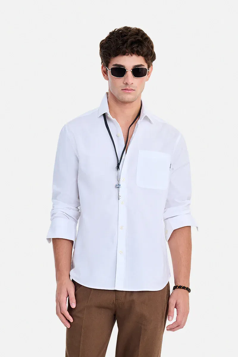 Regular Fit Stretch White Shirt Snitch sale