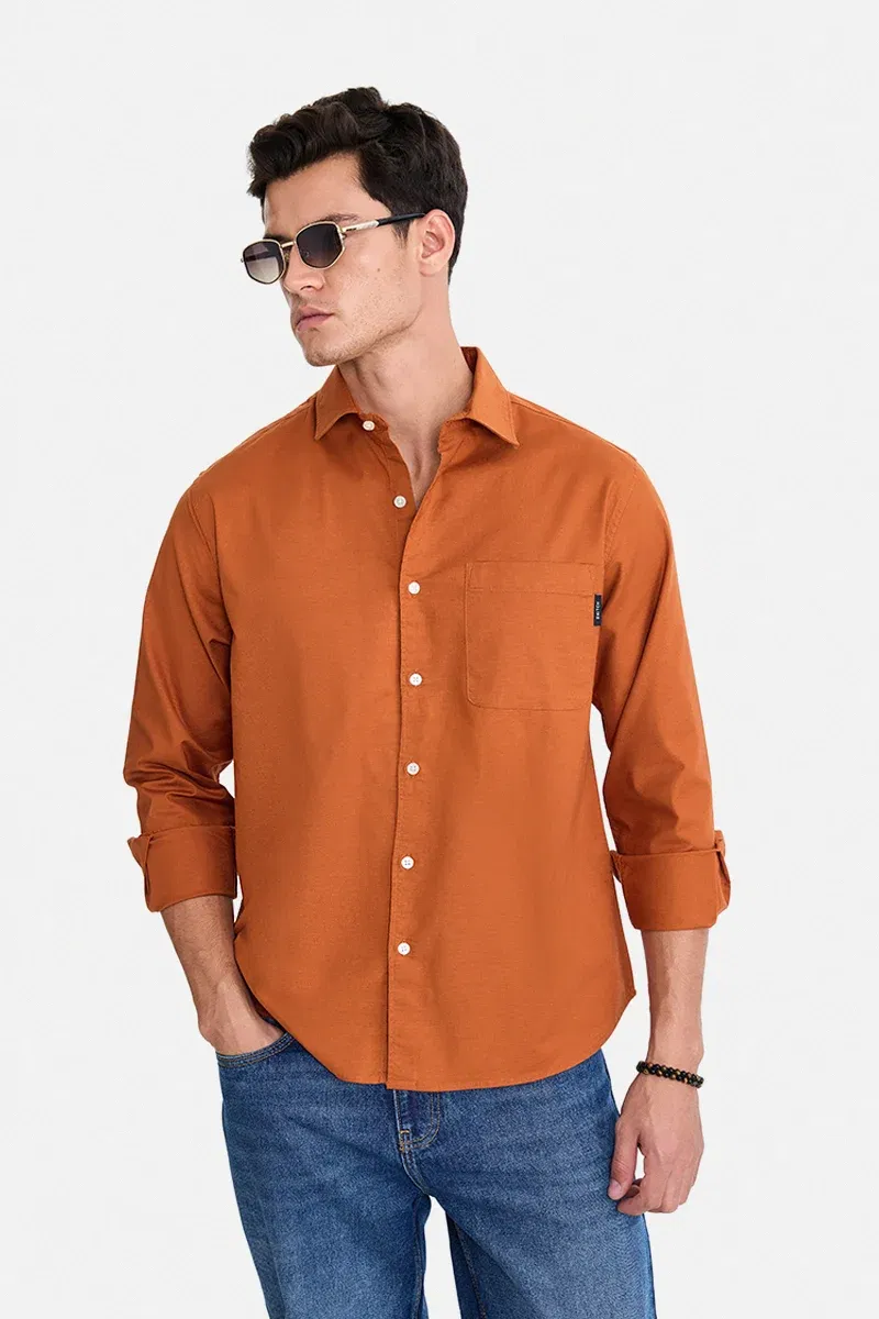 Regular Fit Stretch Orange Shirt Snitch sale