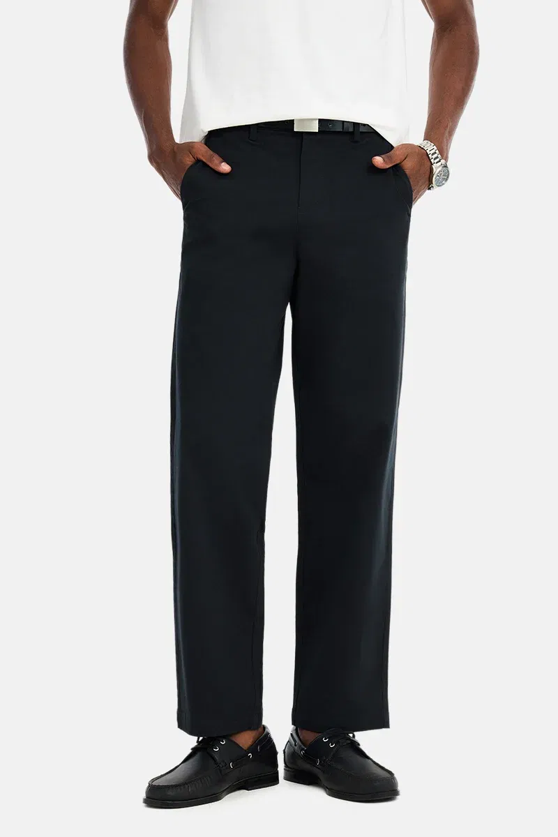 Black Baggy Stretch Chinos Snitch sale