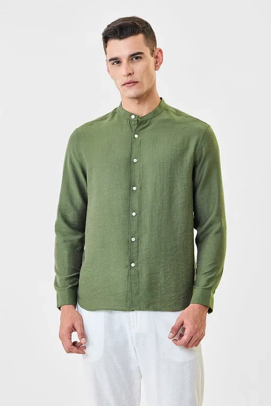 Snitch Regular Fit Mandarin Collar Shirt
