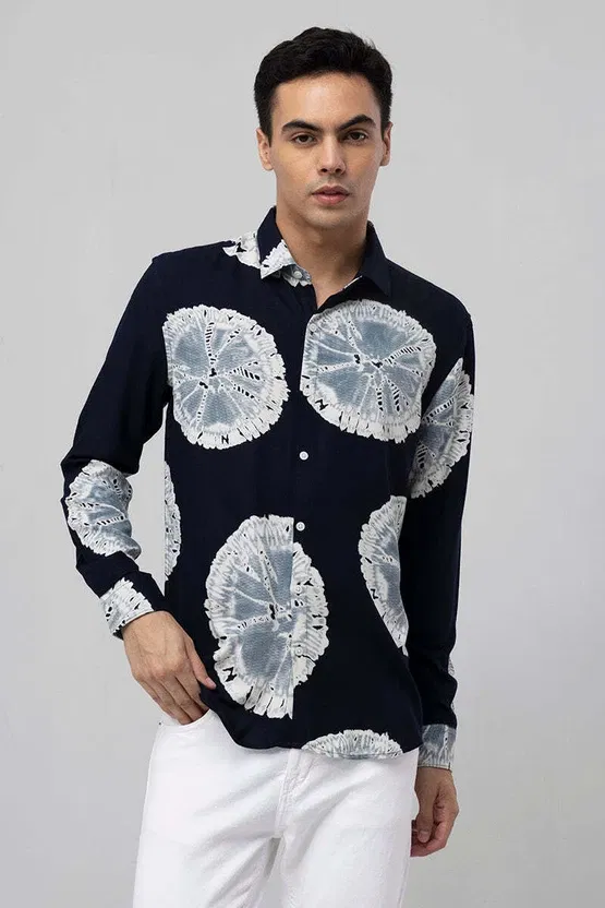 Snitch Slim Fit Printed Spread Collar Shirt