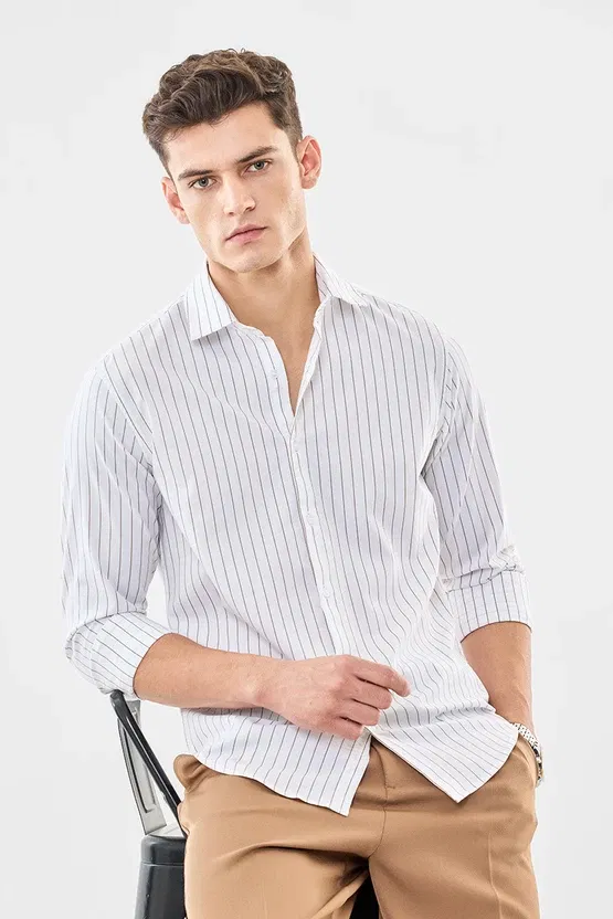 Snitch Slim Fit Striped Spread Collar Shirt