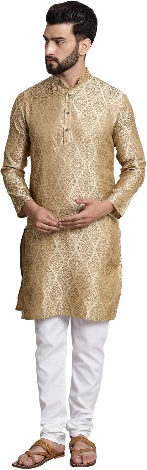Sojanya Beige Cotton Kurta Pyjama Set