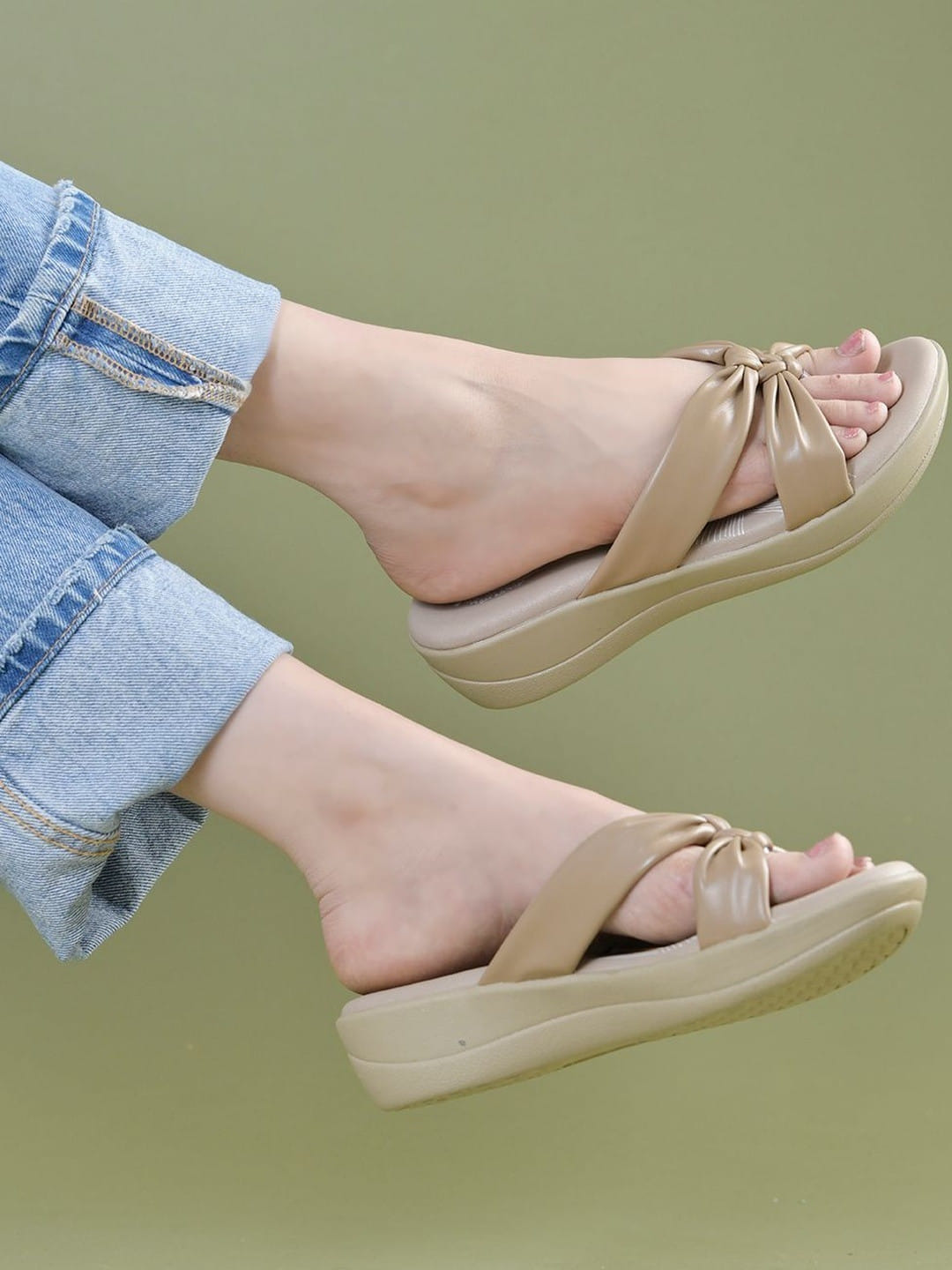 SOLES Women Beige Wedge Sandals