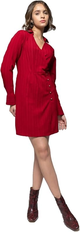 Libas Solid V-Neck Wrap Dress