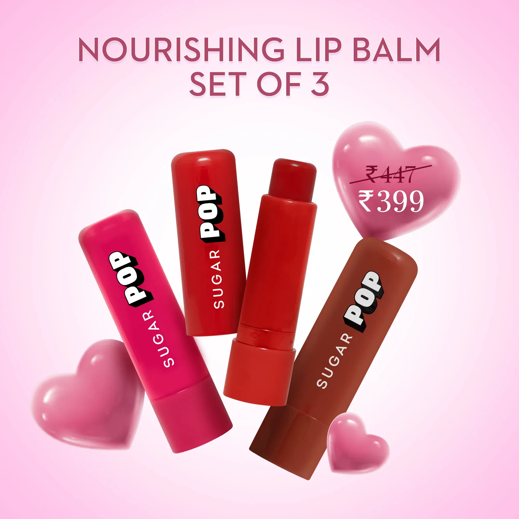 SUGAR Nourishing Lip Balm, Set of 3 SUGAR Cosmetics sale