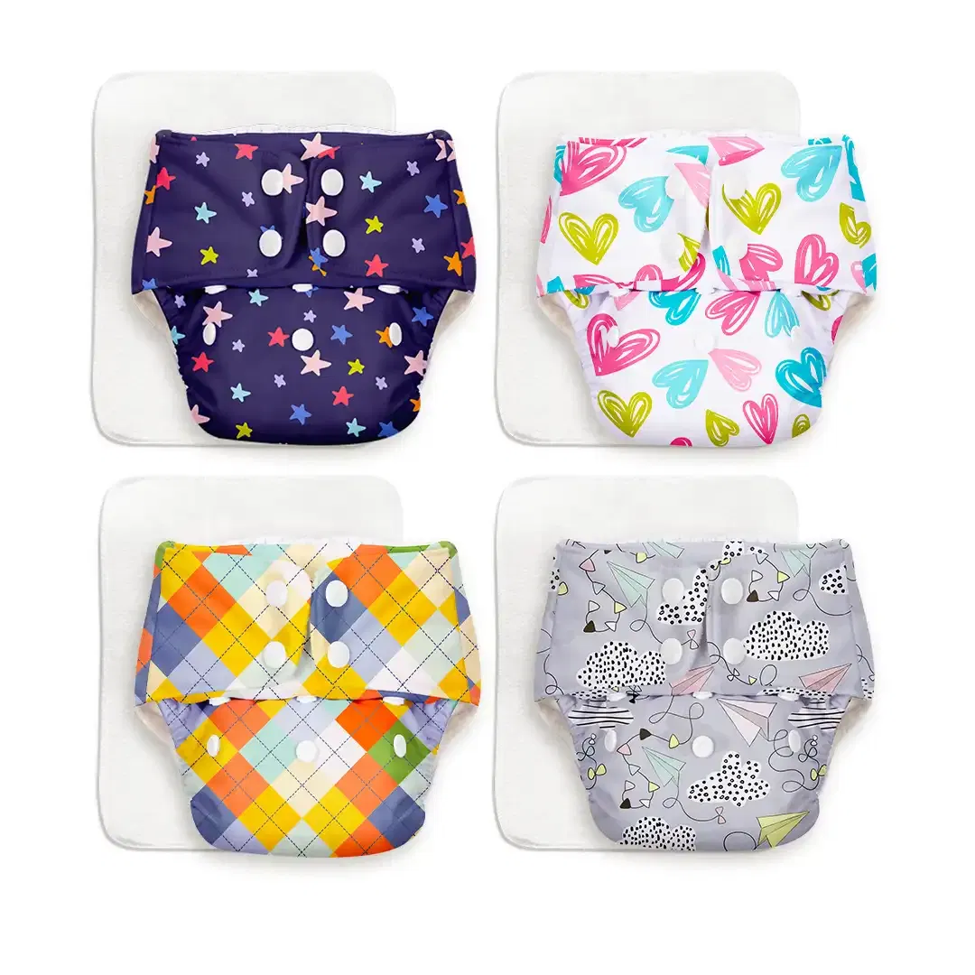 Pack of 4 BASIC Cloth Diapers with EasySnap and Quick Dry Pad SuperBottoms sale