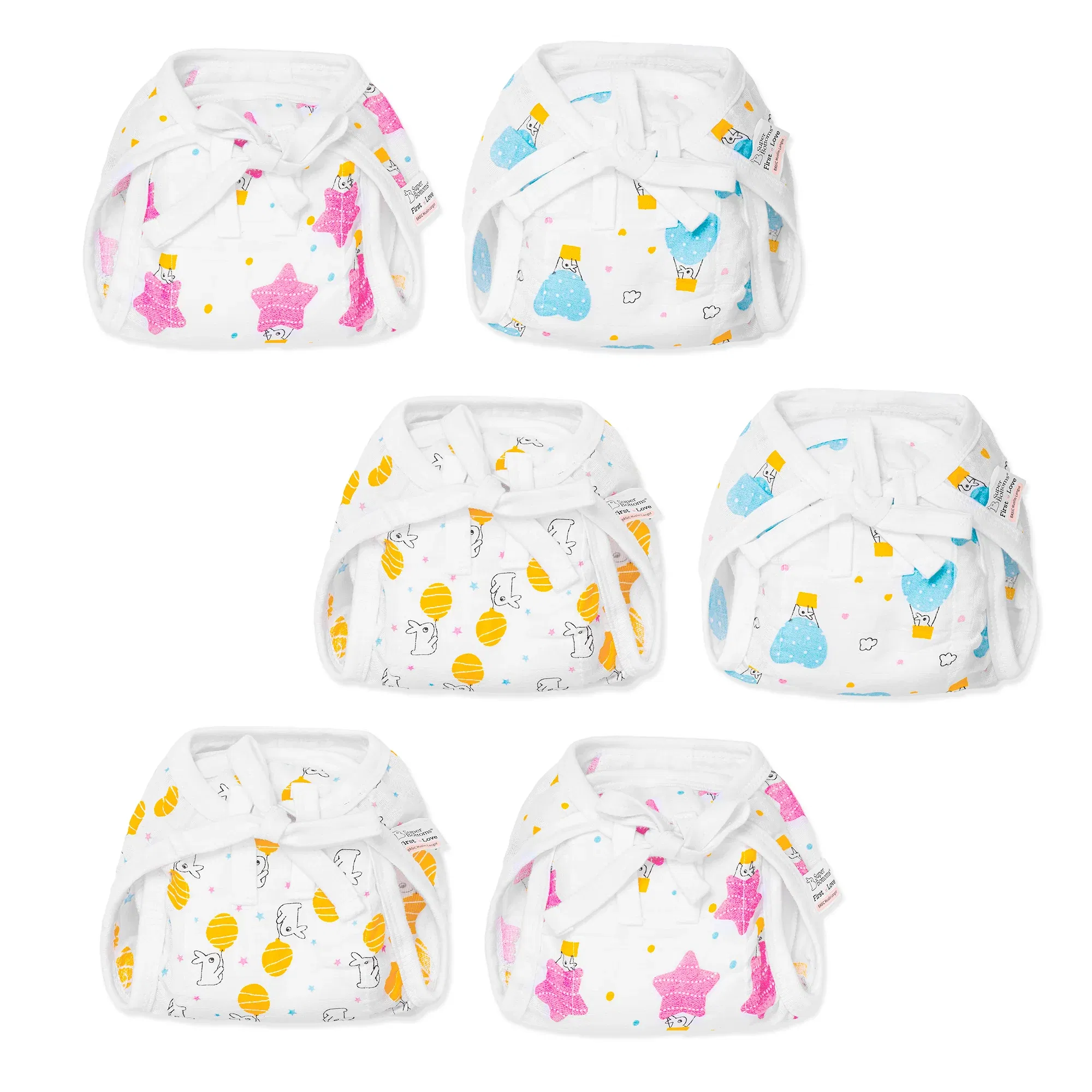 BASIC Muslin Langot with Gentle Leg Elastics, 6 Pack SuperBottoms sale