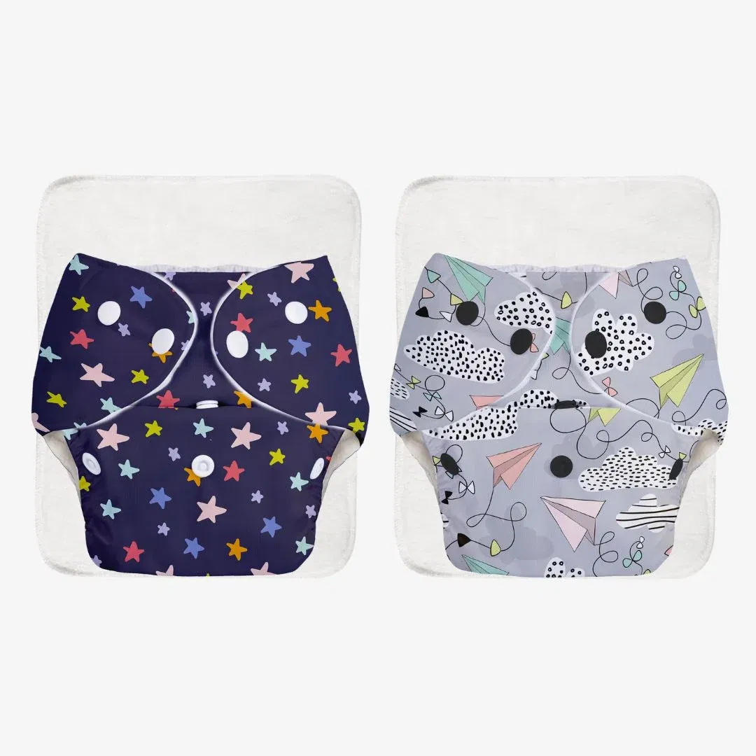 BASIC Cloth Diaper Pack of 2 (Airplane & Bluestar) SuperBottoms sale