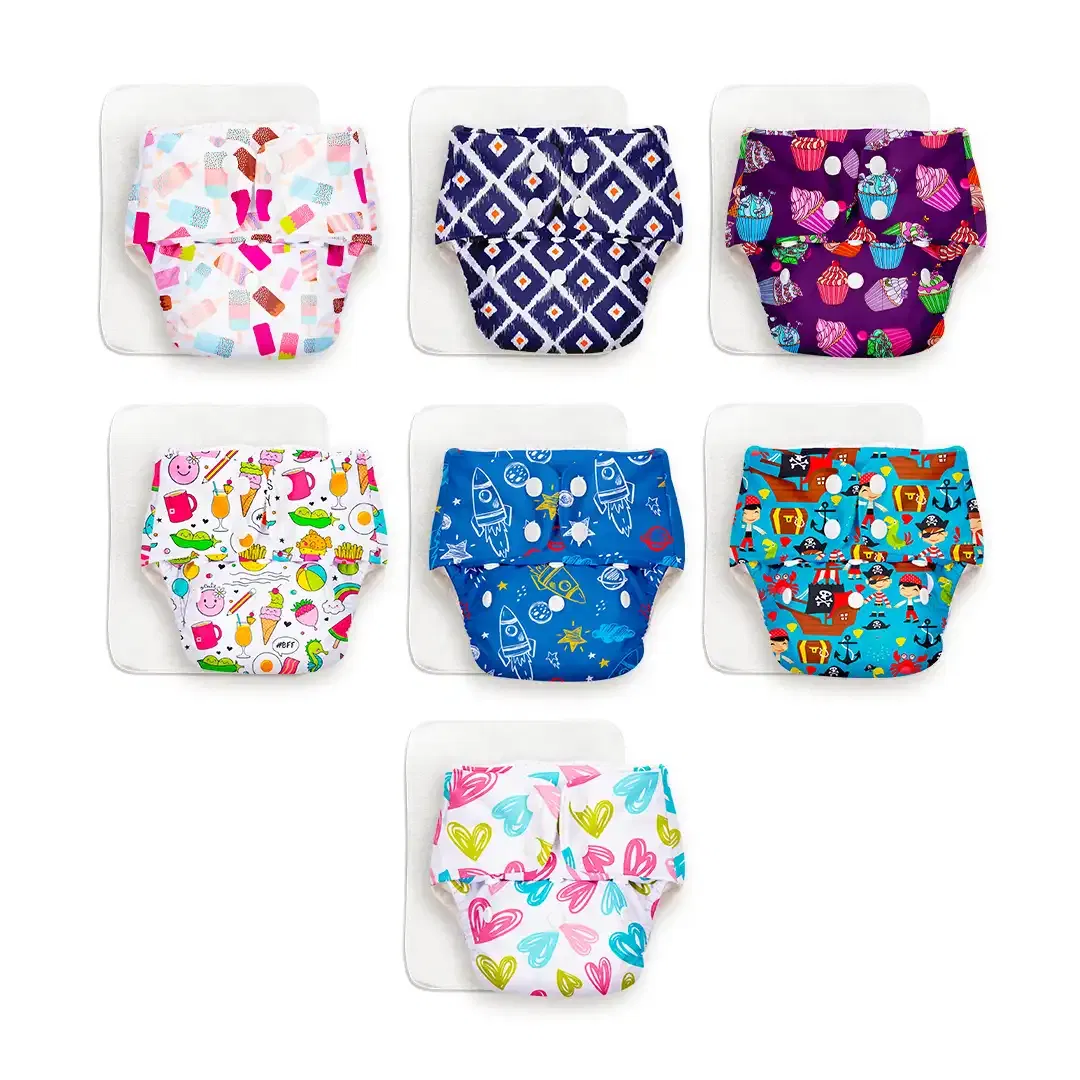 Pack of 7 BASIC Diaper with EasySnap & Quick Dry UltraThin Pad SuperBottoms sale