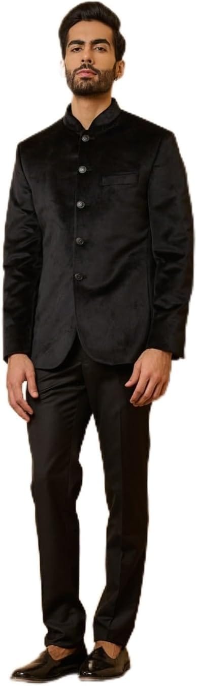 Tasva Black Bandhgala Sherwani