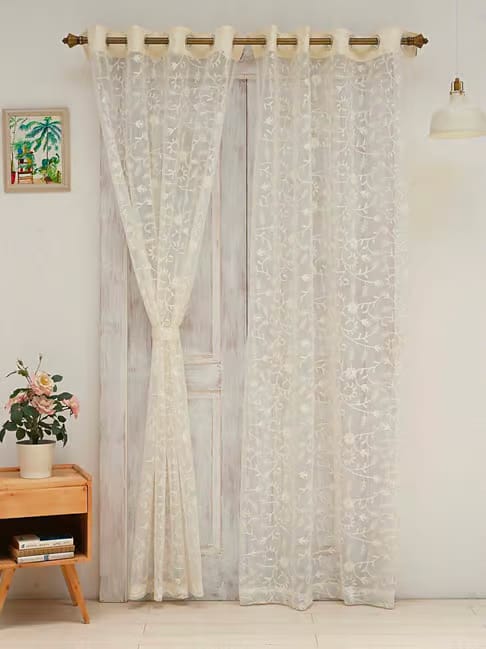 Ariana Ariana Sheer White Polyester Door Curtain Tata CLiQ sale