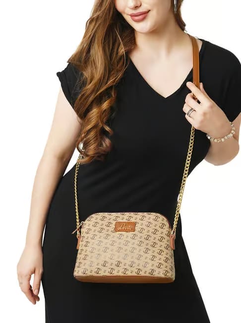 Lavie Taupe Printed Medium Sling Handbag Tata CLiQ sale