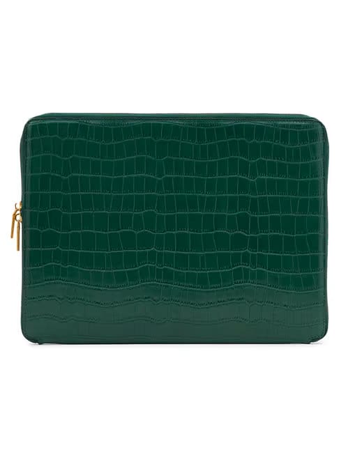 Miraggio Terry Green Animal Effect Large Leather Laptop Sleeve Tata CLiQ sale