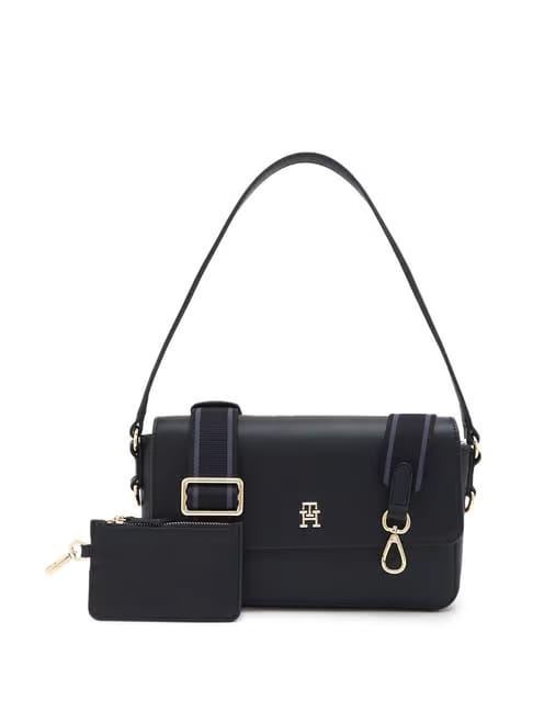 TOMMY HILFIGER PU Black Women Bowlers Tata CLiQ sale